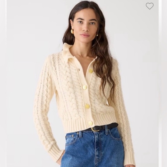 J. Crew Sweaters - Jcrew Cable-knit ruffleneck cardigan sweater